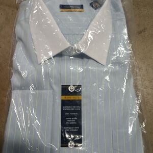 Classic Blue and Green Striped Club Room Men's Cufflink Shirt Size 17.5x34/35